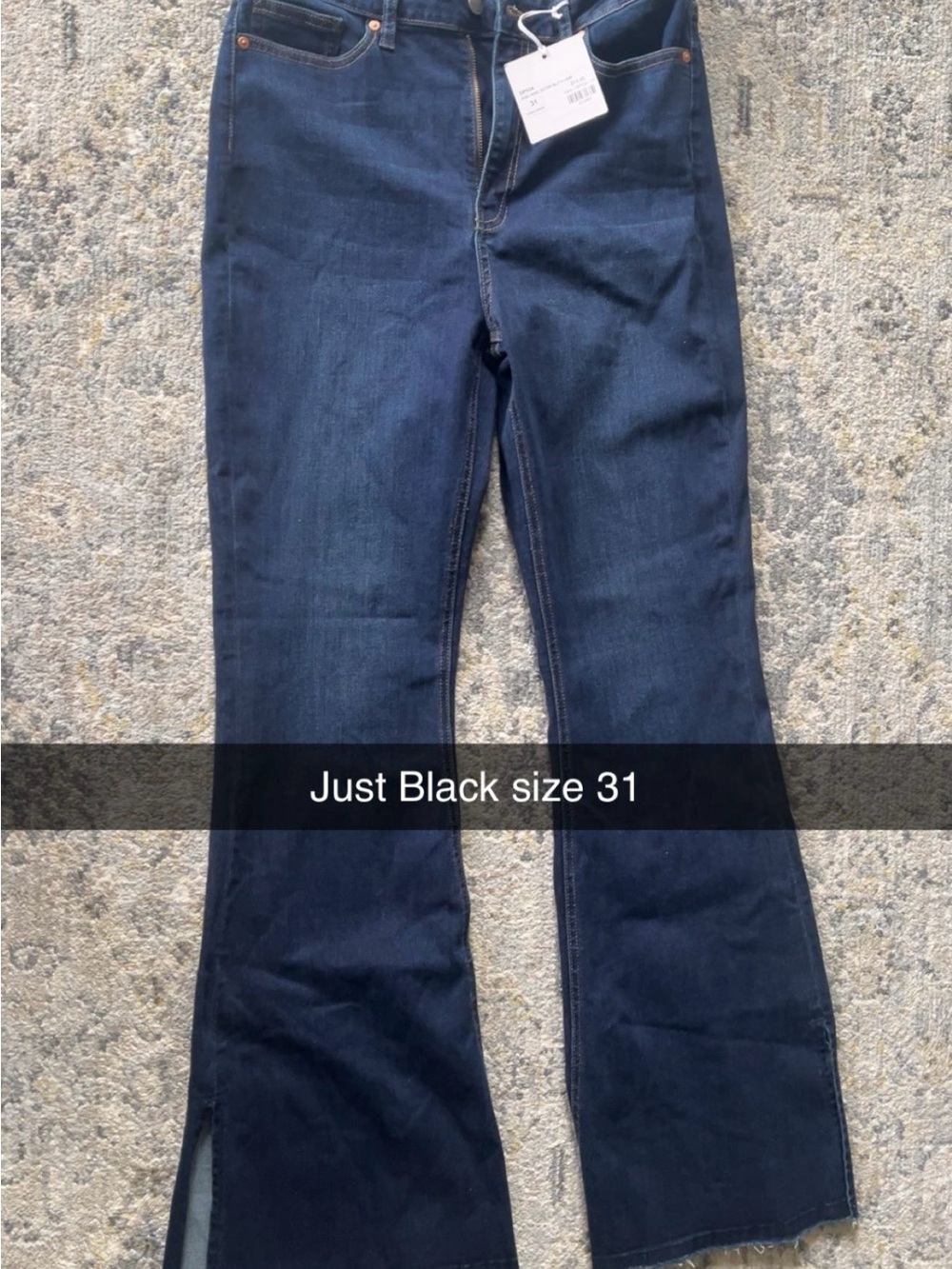 Just Black Indigo Flared Jeans with Front Slit
